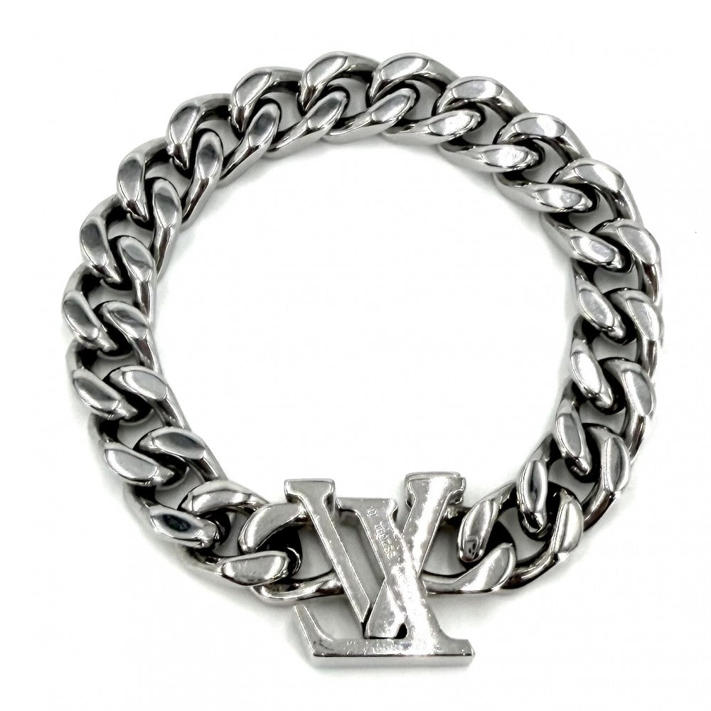 LOUIS VUITTON ルイヴィトン ブレスレット モノグラム ブラスレ・LVチェーン アクセサリー Mサイズ M0919M シルバー ブルー 青 メンズ 約55.9g【中古品】