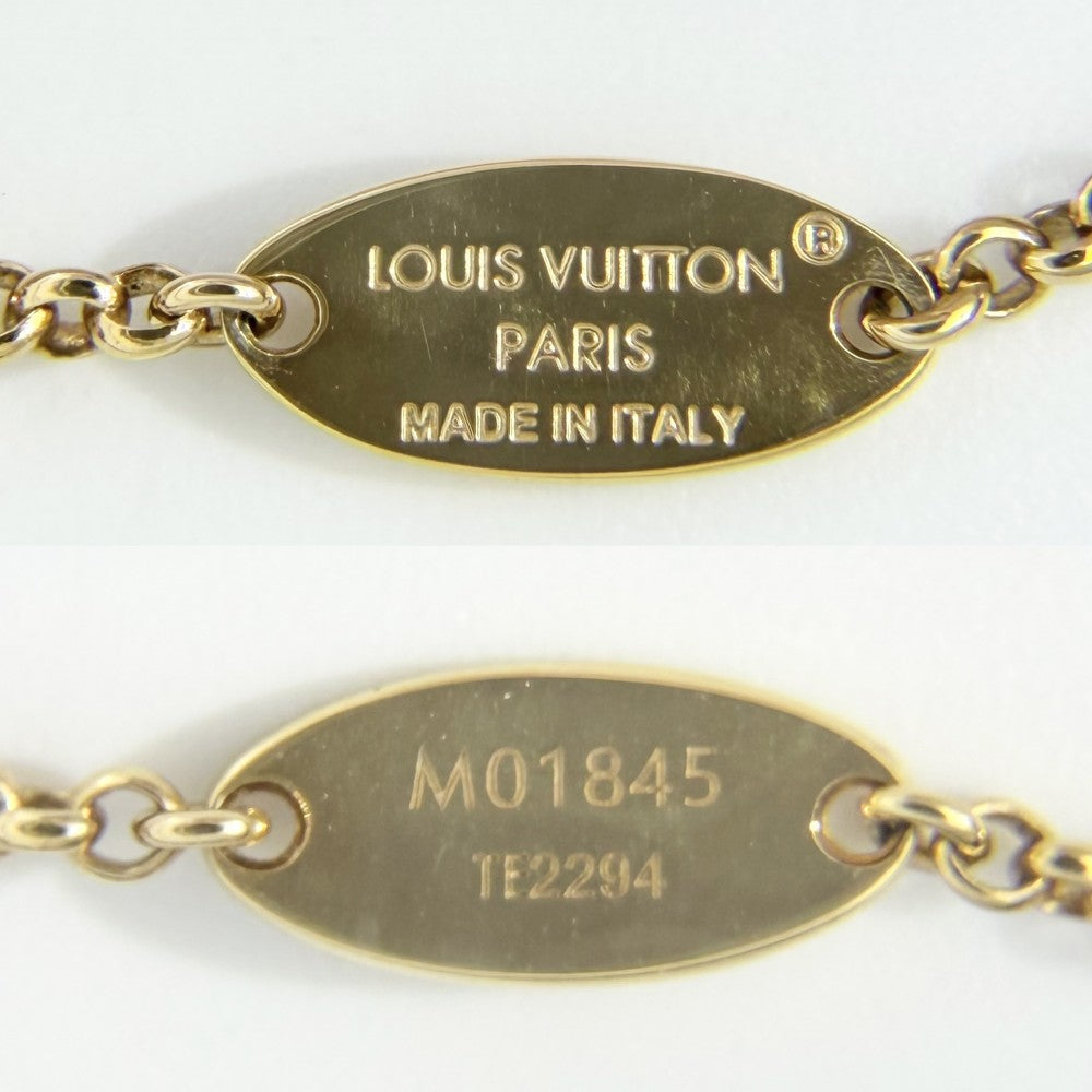 LOUIS VUITTON ルイヴィトン ネックレス レディLV アクセサリー 2連チェーン ラインストーン M01845 ゴールド レディース 約12.9g【中古品】