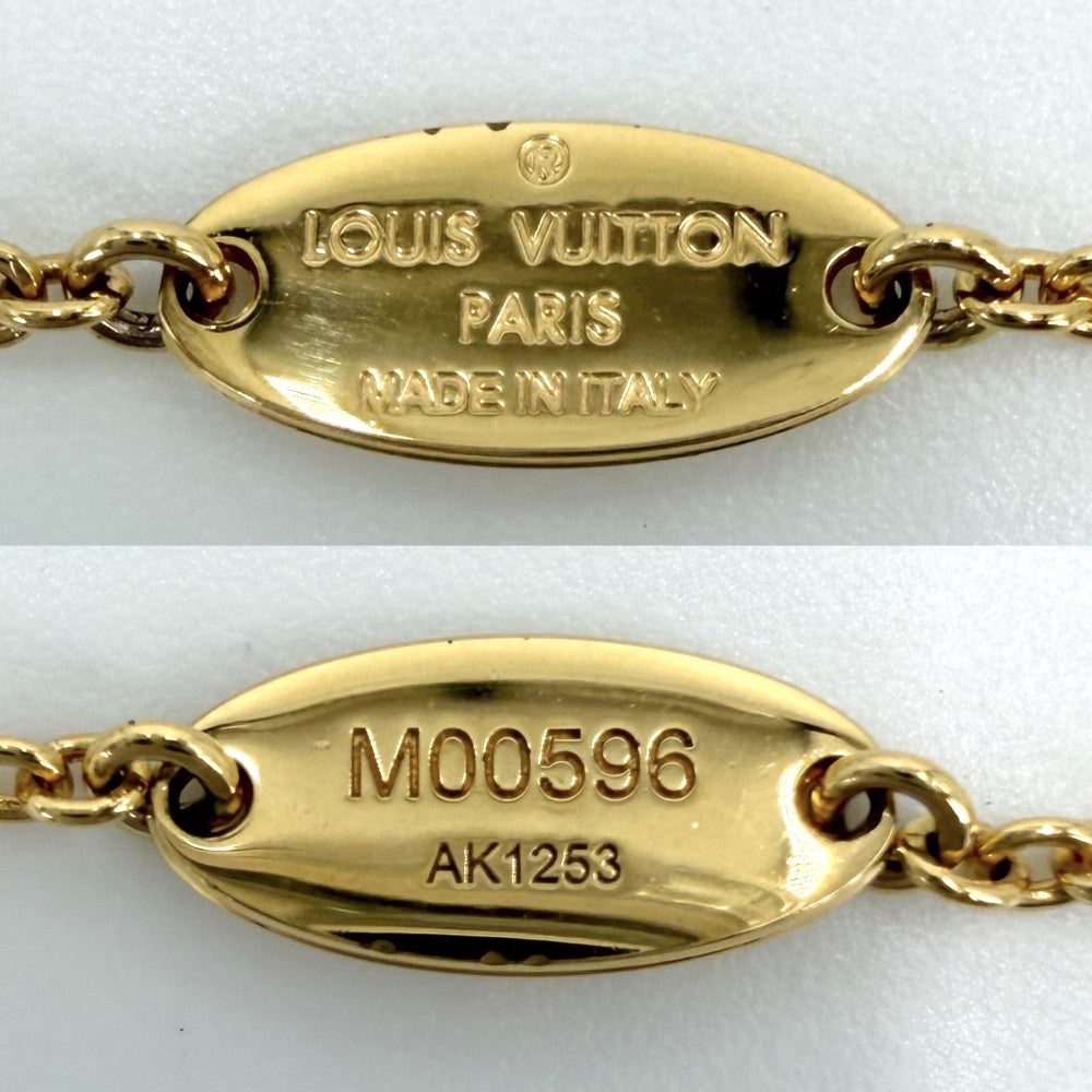 LOUIS VUITTON ルイヴィトン ネックレス LV アイコニック アクセサリー ペンダント ラインストーン M00596 ゴールド レディース 約6.3g【中古品】
