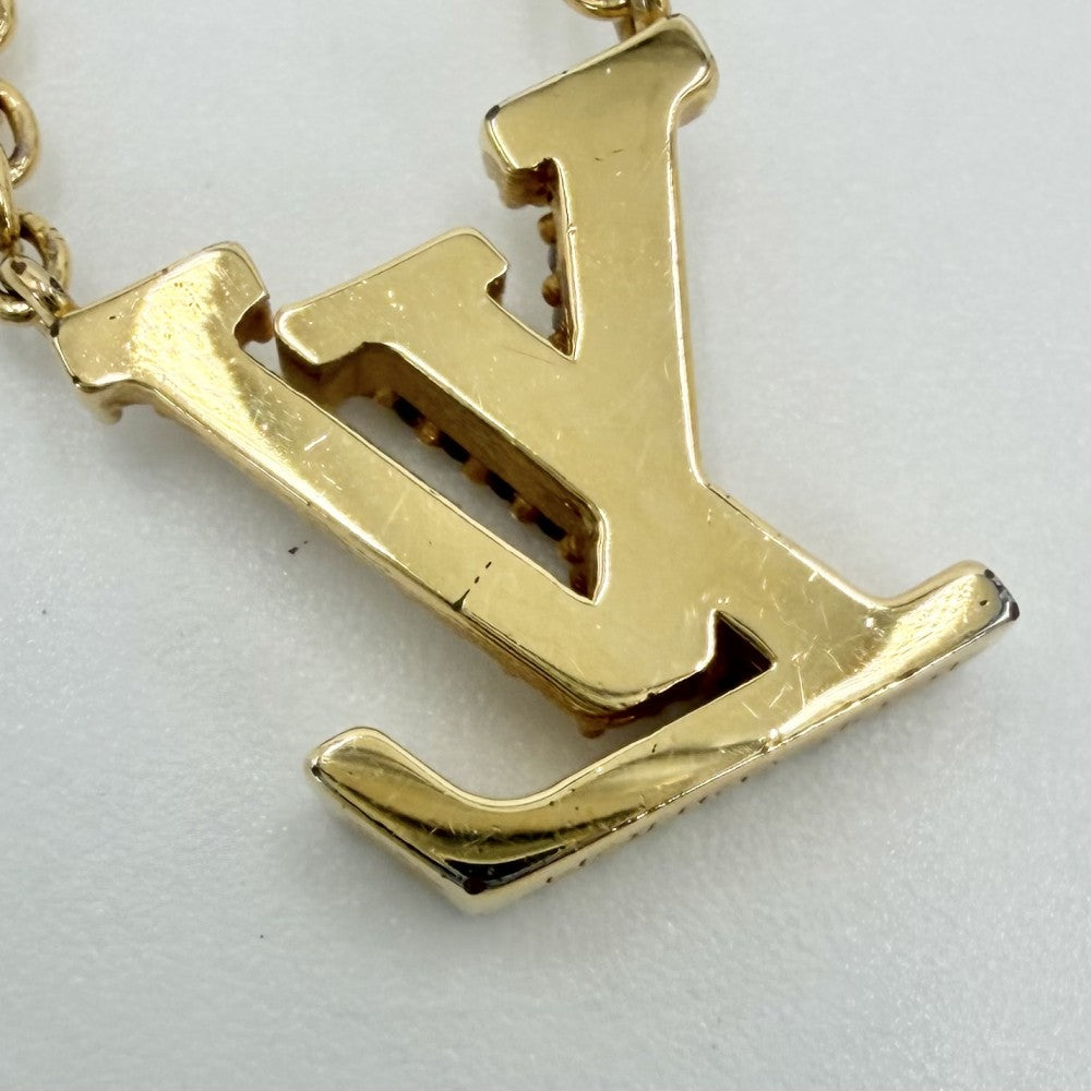 LOUIS VUITTON ルイヴィトン ネックレス LV アイコニック アクセサリー ペンダント ラインストーン M00596 ゴールド レディース 約6.3g【中古品】