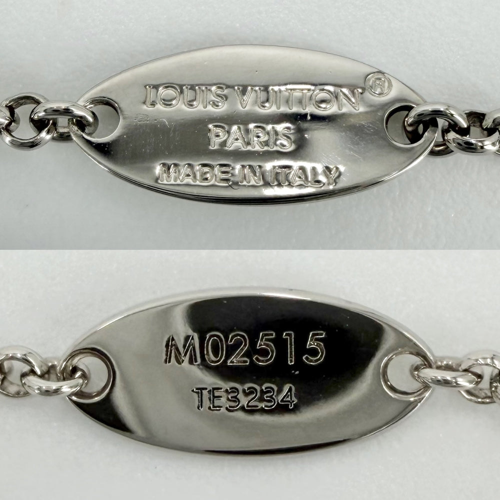 LOUIS VUITTON ルイヴィトン ネックレス チェーンモノグラム アクセサリー ラインストーン M02515 シルバー メンズ 約12.8g【中古品】