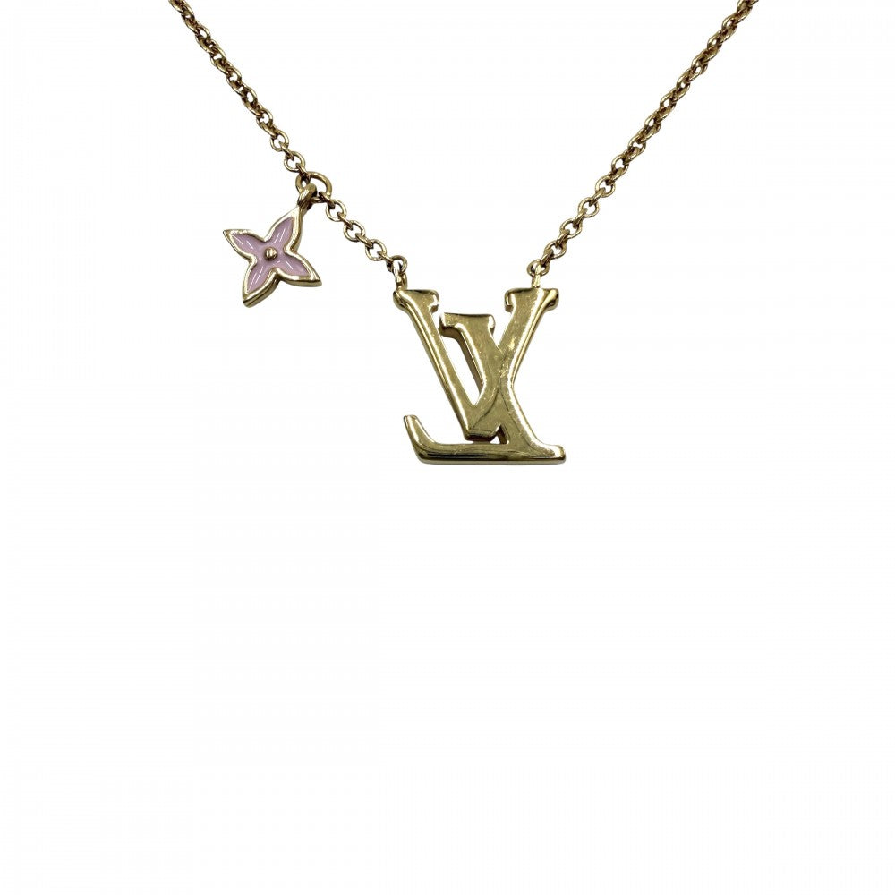 LOUIS VUITTON ルイヴィトン ネックレス ネックレスLV アイコニックエナメル アクセサリー 小物 モノグラムフラワー M01215 ゴールド ピンク レディース 約5.6g【中古品】