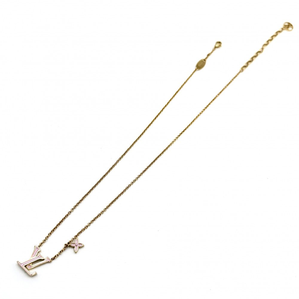 LOUIS VUITTON ルイヴィトン ネックレス ネックレスLV アイコニックエナメル アクセサリー 小物 モノグラムフラワー M01215 ゴールド ピンク レディース 約5.6g【中古品】