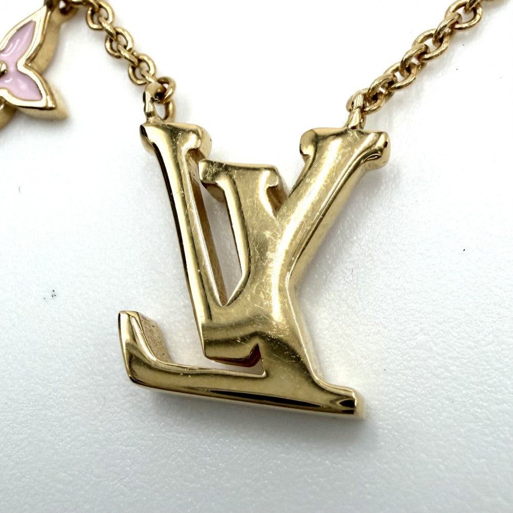 LOUIS VUITTON ルイヴィトン ネックレス ネックレスLV アイコニックエナメル アクセサリー 小物 モノグラムフラワー M01215 ゴールド ピンク レディース 約5.6g【中古品】