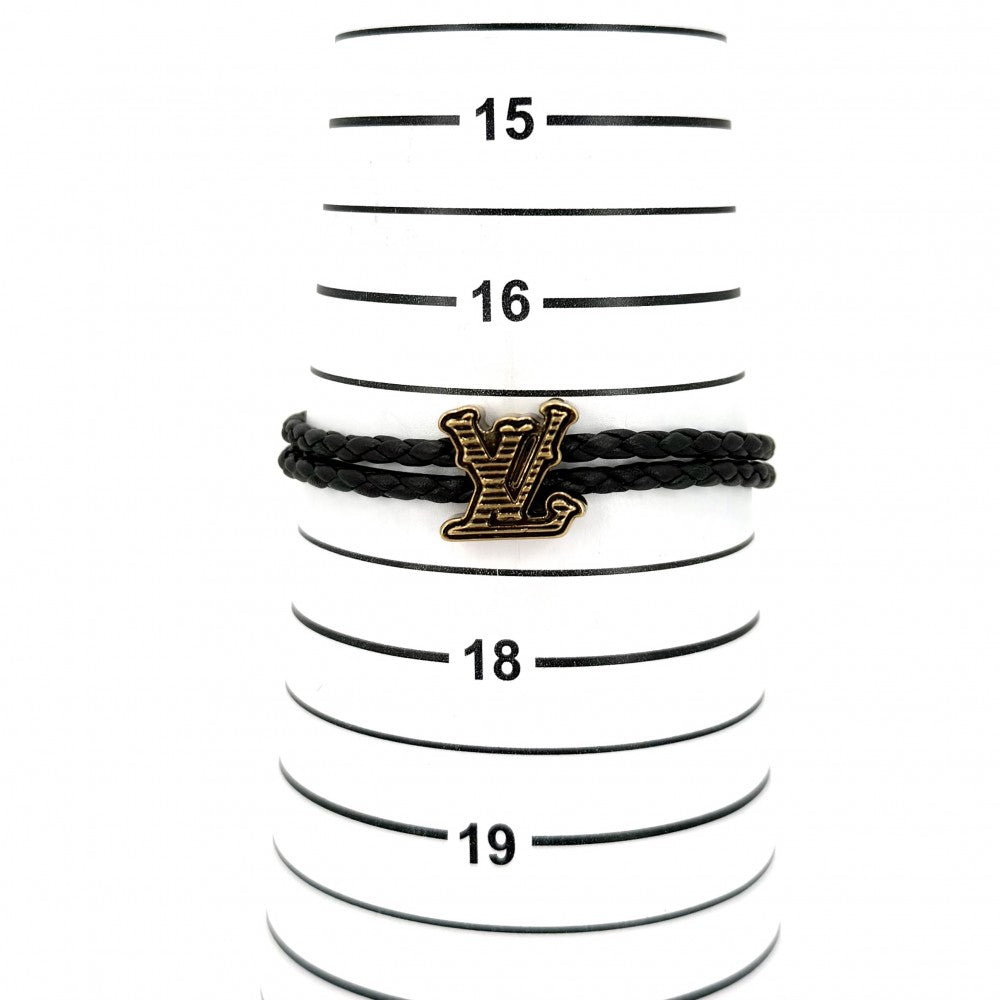 LOUIS VUITTON ルイヴィトン ブレスレット モノグラム LV ロデオ アクセサリー M8735 ブラック 黒 ゴールド メンズ 約13.0g【中古品】