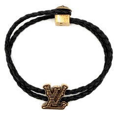 【開店SALE】 LOUIS VUITTON ルイヴィトン ブレスレット モノグラム LV ロデオ アクセサリー M8735 ブラック 黒 ゴールド メンズ 約13.0g【中古品】