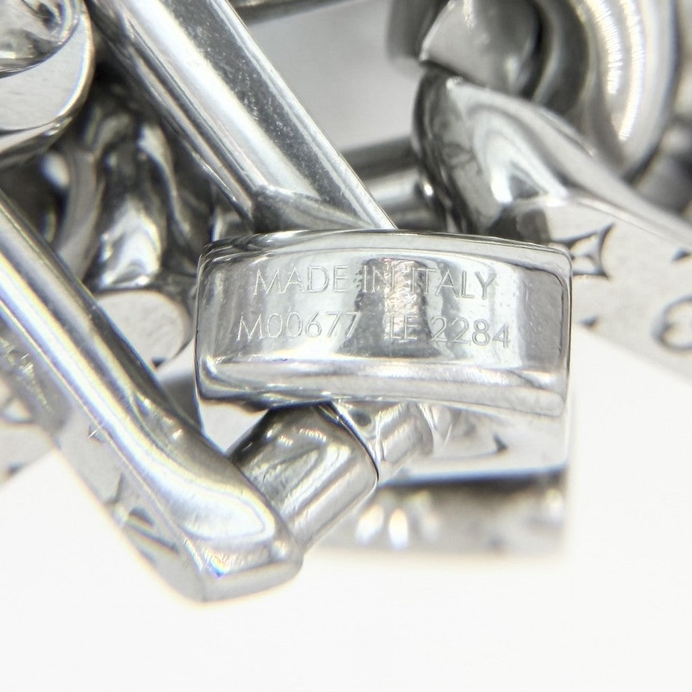 【開店SALE】 LOUIS VUITTON ルイヴィトン ネックレス モノグラムチェーン アクセサリー M00677 シルバー ブラック 黒 メンズ 約125.5g【中古品】