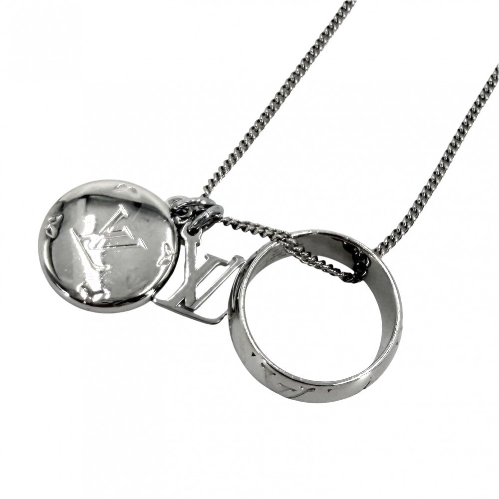 LOUIS VUITTON ルイヴィトン ネックレス 2WAY リングネックレス モノグラム 指輪 LVロゴ シルバー アクセサリー M62485 メンズ 約19.1g【中古品】