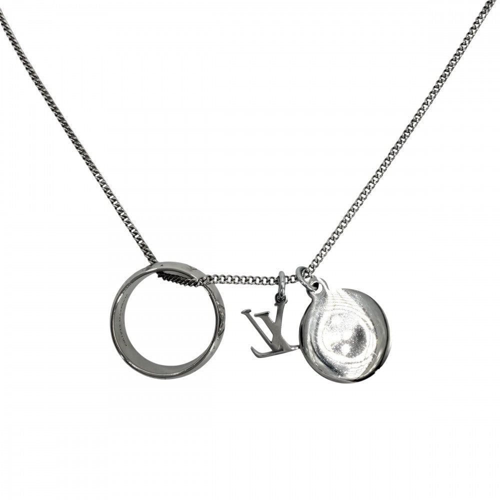 LOUIS VUITTON ルイヴィトン ネックレス 2WAY リングネックレス モノグラム 指輪 LVロゴ シルバー アクセサリー M62485 メンズ 約19.1g【中古品】