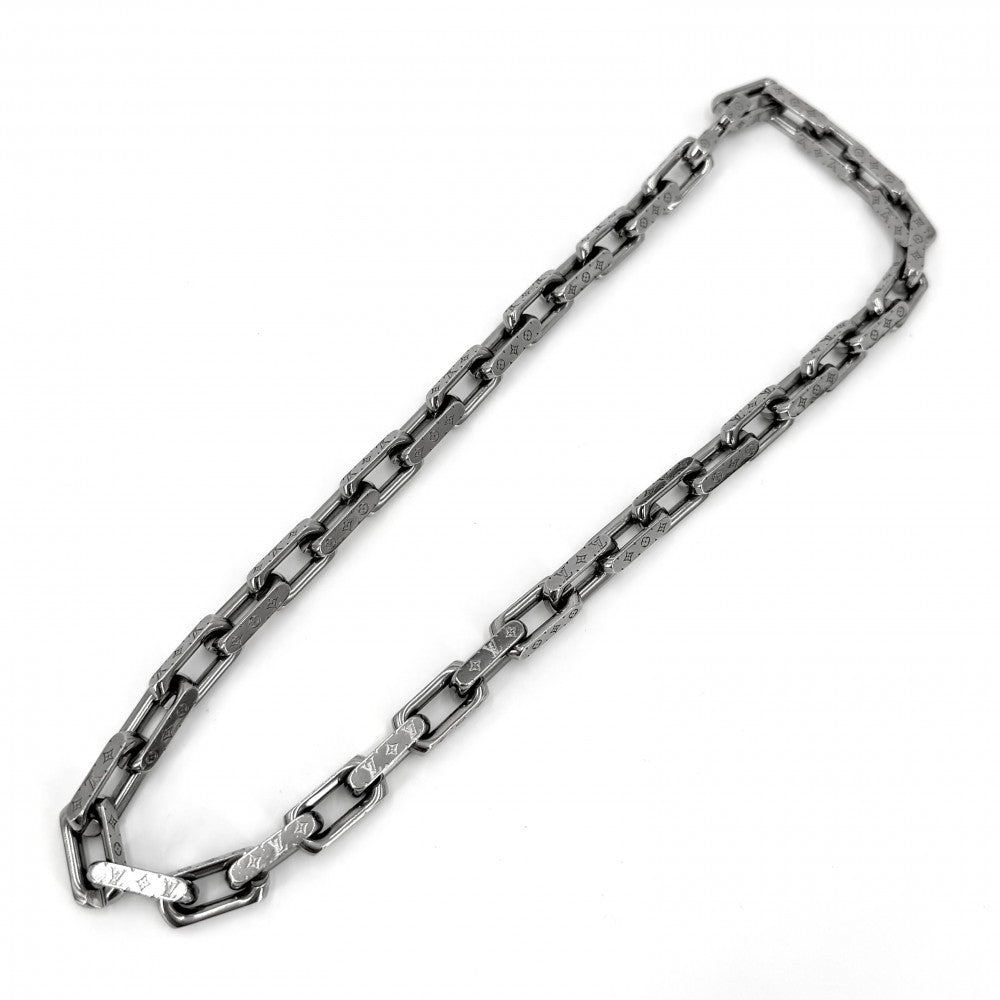 【開店SALE】 LOUIS VUITTON ルイヴィトン ネックレス チェーンモノグラム アクセサリー M00307 シルバー メンズ 約125.6g【中古品】
