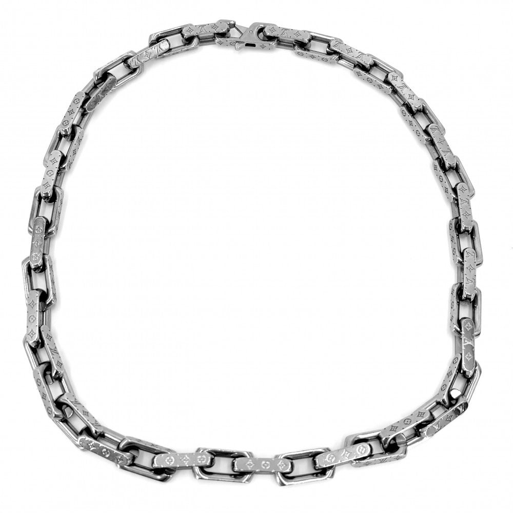 【開店SALE】 LOUIS VUITTON ルイヴィトン ネックレス チェーンモノグラム アクセサリー M00307 シルバー メンズ 約125.6g【中古品】