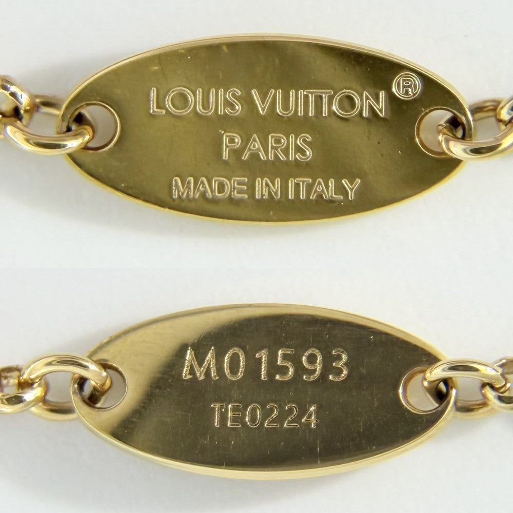 LOUIS VUITTON ルイヴィトン ネックレス 鍵モチーフ LV パドロック アクセサリー 2連チェーン ラインストーン M01593 ゴールド レディース 約18.5g【中古品】