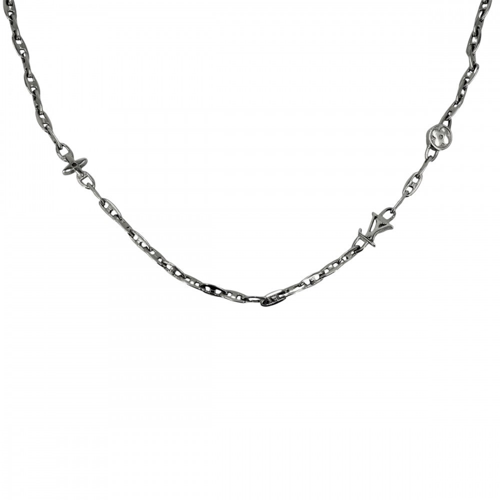【開店SALE】 LOUIS VUITTON ルイヴィトン ネックレス LVスピード アクセサリー M02225 シルバー メンズ 約10.6g【中古品】