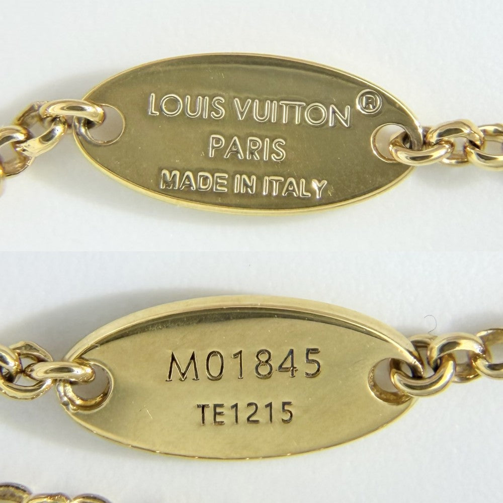 LOUIS VUITTON ルイヴィトン ネックレス レディLV アクセサリー 2連チェーン ラインストーン M01845 ゴールド レディース 約13.2g【中古品】
