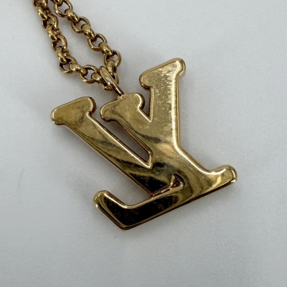 LOUIS VUITTON ルイヴィトン ネックレス レディLV アクセサリー 2連チェーン ラインストーン M01845 ゴールド レディース 約13.2g【中古品】
