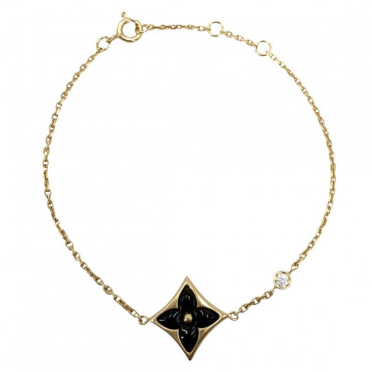 LOUIS VUITTON ルイヴィトン ブレスレット スター ブロッサム BB アクセサリー ジュエリー K18イエローゴールド ダイヤモンド0.04ct Q95677 ゴールド ブラック 黒 レディース 約3.0g【中古品】
