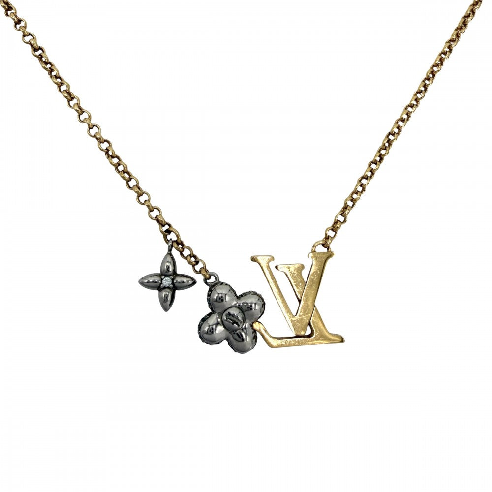 LOUIS VUITTON ルイヴィトン ネックレス LV グラム パンダント アクセサリー ペンダント M01265 ゴールド シルバー レディース 約7.7g【中古品】
