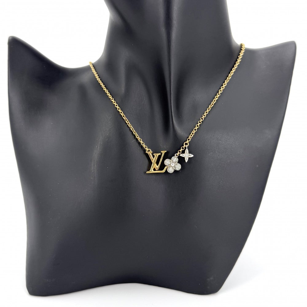LOUIS VUITTON ルイヴィトン ネックレス LV グラム パンダント アクセサリー ペンダント M01265 ゴールド シルバー レディース 約7.7g【中古品】