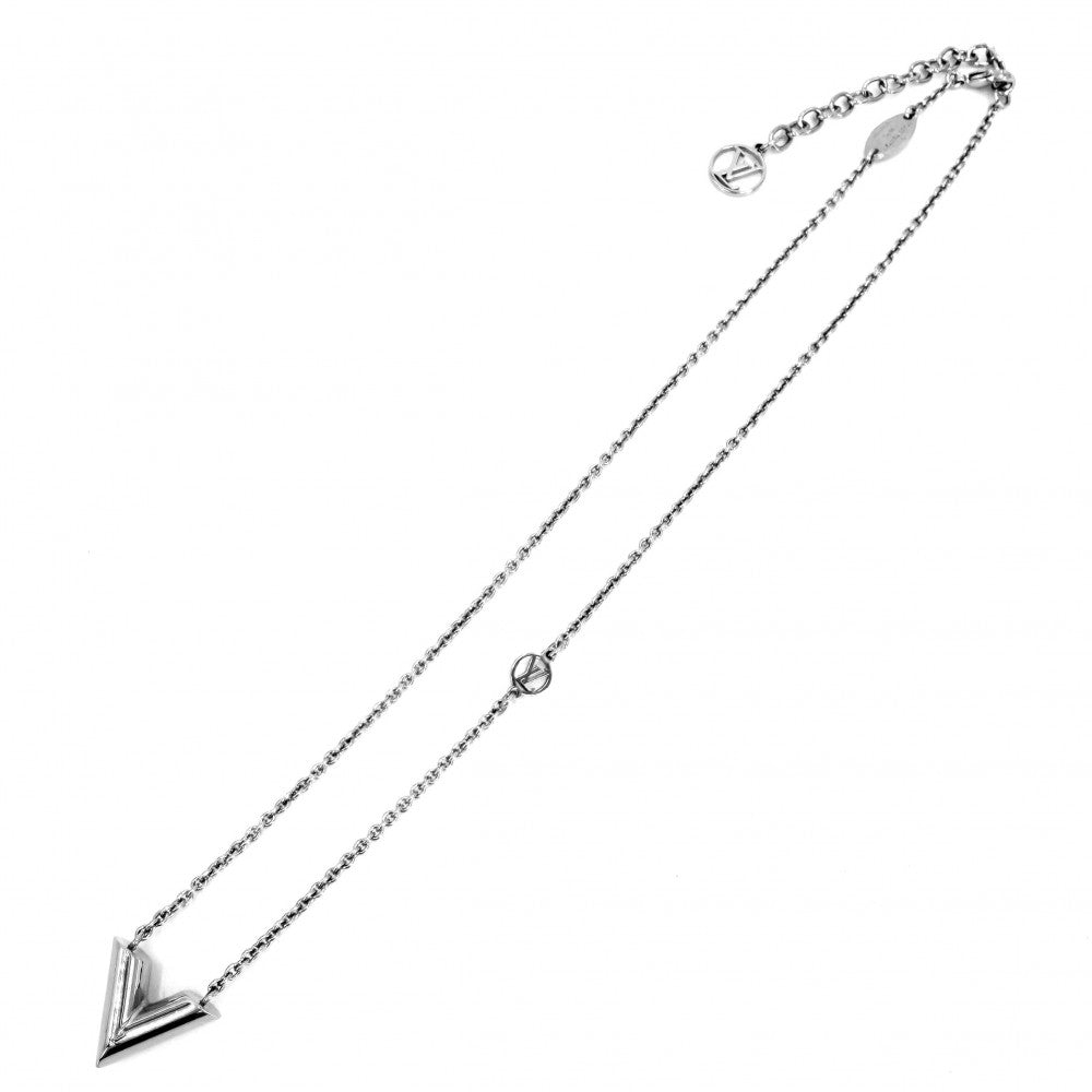 LOUIS VUITTON ルイヴィトン ネックレス エセンシャルV ペンダント アクセサリー メンズ レディース 男女兼用 M63197 シルバー ユニセックス 約9.3g【中古品】