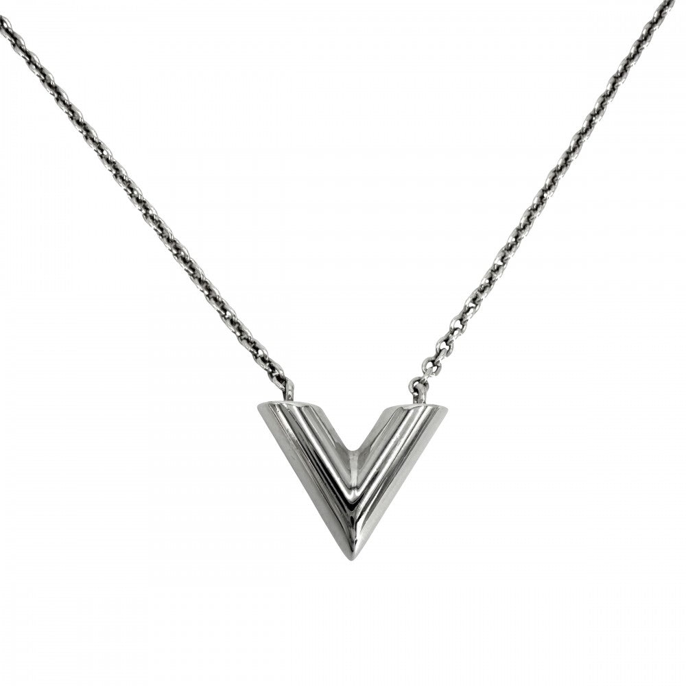 LOUIS VUITTON ルイヴィトン ネックレス エセンシャルV ペンダント アクセサリー メンズ レディース 男女兼用 M63197 シルバー ユニセックス 約9.3g【中古品】