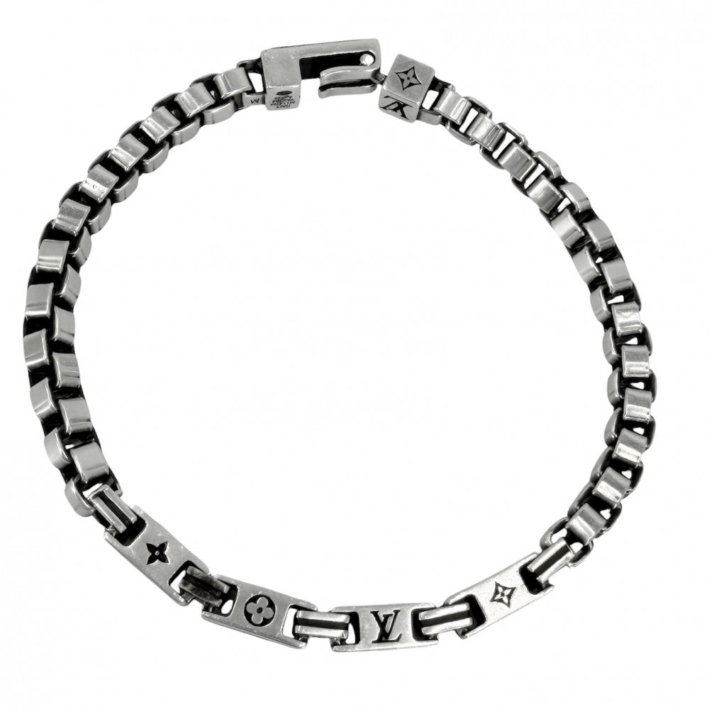 LOUIS VUITTON ルイヴィトン ブレスレット モノグラム ブレスレット・LVテーラー アクセサリー ジュエリー Mサイズ シルバー925 M1149M メンズ 約29.6g【中古品】
