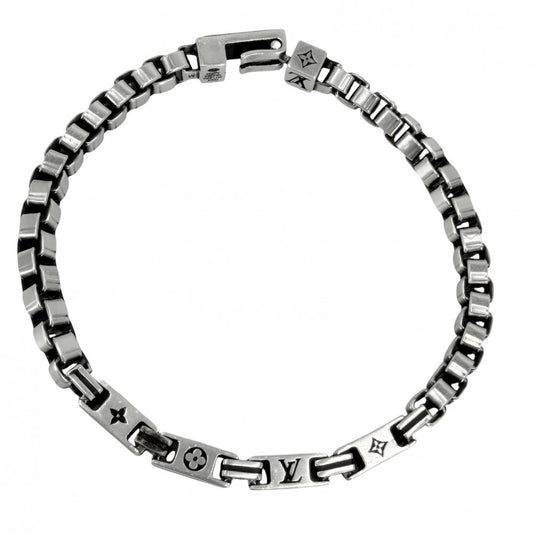 LOUIS VUITTON ルイヴィトン ブレスレット モノグラム ブレスレット・LVテーラー アクセサリー ジュエリー Mサイズ シルバー925 M1149M メンズ 約29.6g【中古品】