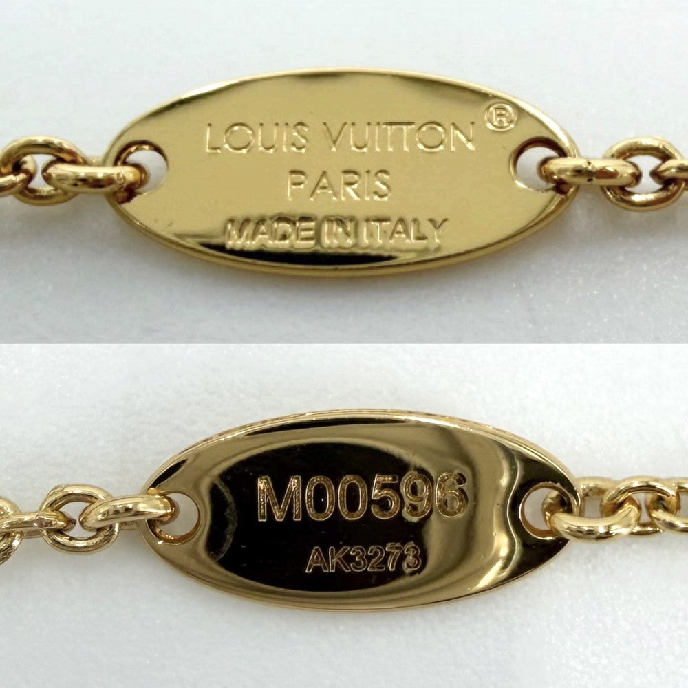 LOUIS VUITTON ルイヴィトン ネックレス LV アイコニック アクセサリー ペンダント ラインストーン M00596 ゴールド レディース 約6.4g【中古品】