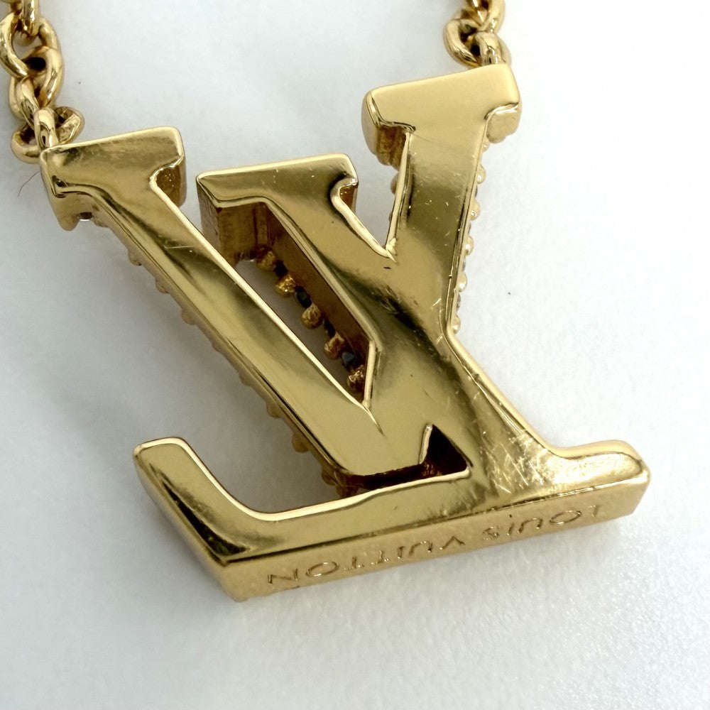 LOUIS VUITTON ルイヴィトン ネックレス LV アイコニック アクセサリー ペンダント ラインストーン M00596 ゴールド レディース 約6.4g【中古品】