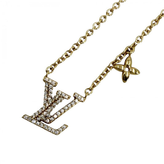 LOUIS VUITTON ルイヴィトン ネックレス LV アイコニック アクセサリー ペンダント ラインストーン M00596 ゴールド レディース 約6.4g【中古品】