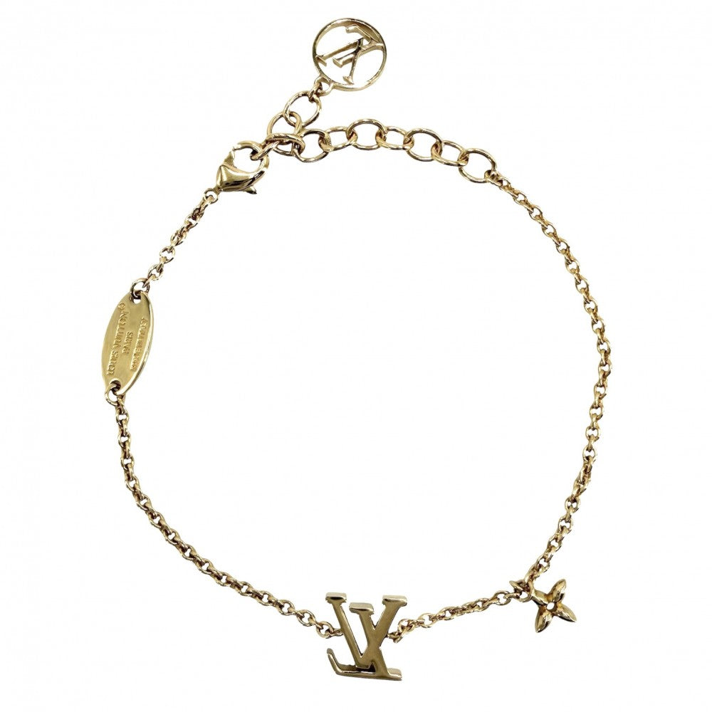 LOUIS VUITTON ルイヴィトン ブレスレット モノグラムフラワー ブレスレット・LV アイコニック アクセサリー ラインストーン M00587 ゴールド レディース 約3.6g【中古品】