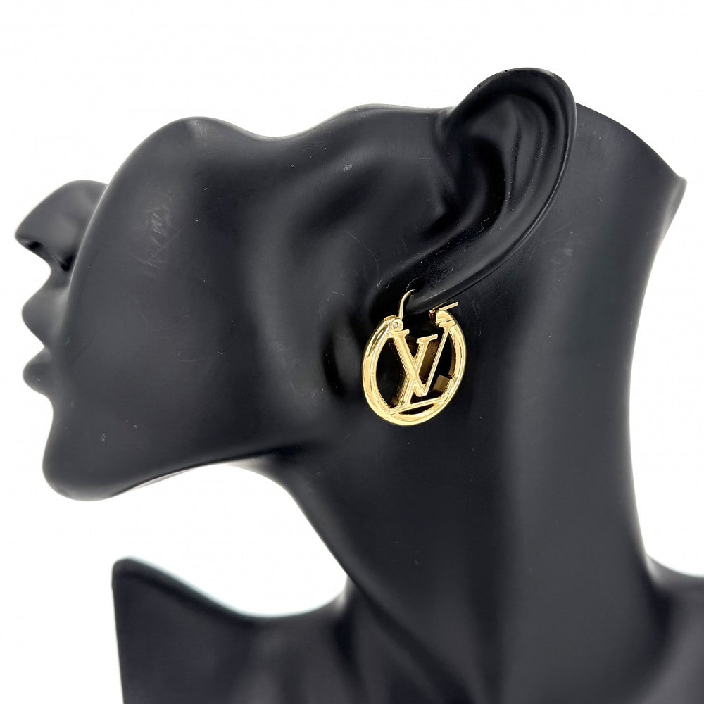 【開店SALE】 LOUIS VUITTON ルイヴィトン ピアス ルイーズ LV サークル アクセサリー M00396 ゴールド レディース 約14.6g【中古品】