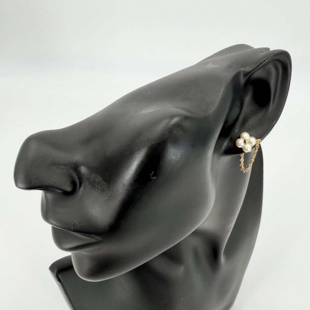 LOUIS VUITTON ルイヴィトン ピアス LVフローラグラム 3個セット アクセサリー M03015 ゴールド ホワイト 白 レディース 約4.1g【中古品】