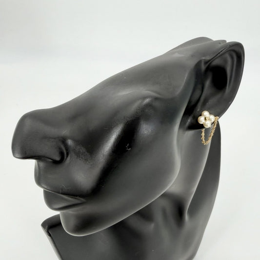 LOUIS VUITTON ルイヴィトン ピアス LVフローラグラム 3個セット アクセサリー M03015 ゴールド ホワイト 白 レディース 約4.1g【中古品】