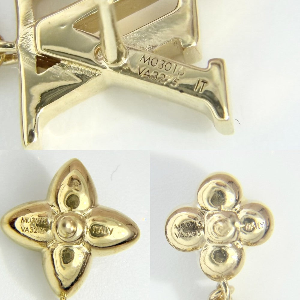 LOUIS VUITTON ルイヴィトン ピアス LVフローラグラム 3個セット アクセサリー M03015 ゴールド ホワイト 白 レディース 約4.1g【中古品】