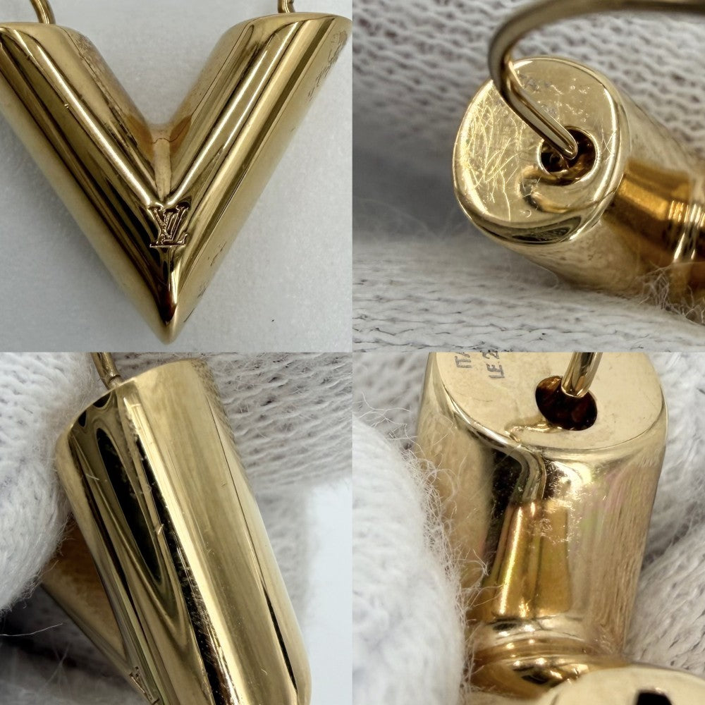 LOUIS VUITTON ルイヴィトン ピアス エセンシャルV フープピアス アクセサリー 小さめ シンプル M61088 ゴールド レディース 約8.8g【中古品】