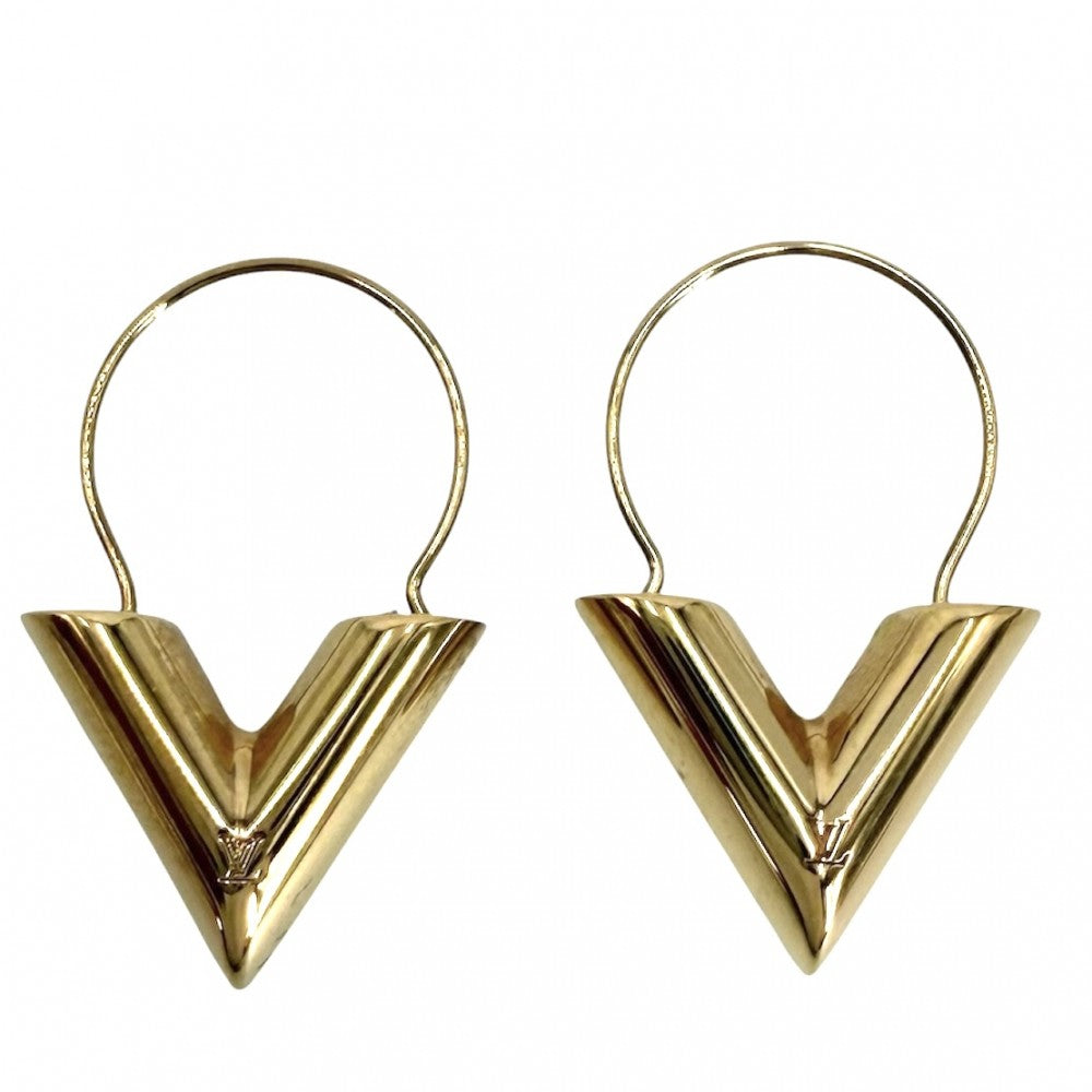 LOUIS VUITTON ルイヴィトン ピアス エセンシャルV フープピアス アクセサリー 小さめ シンプル M61088 ゴールド レディース 約8.8g【中古品】