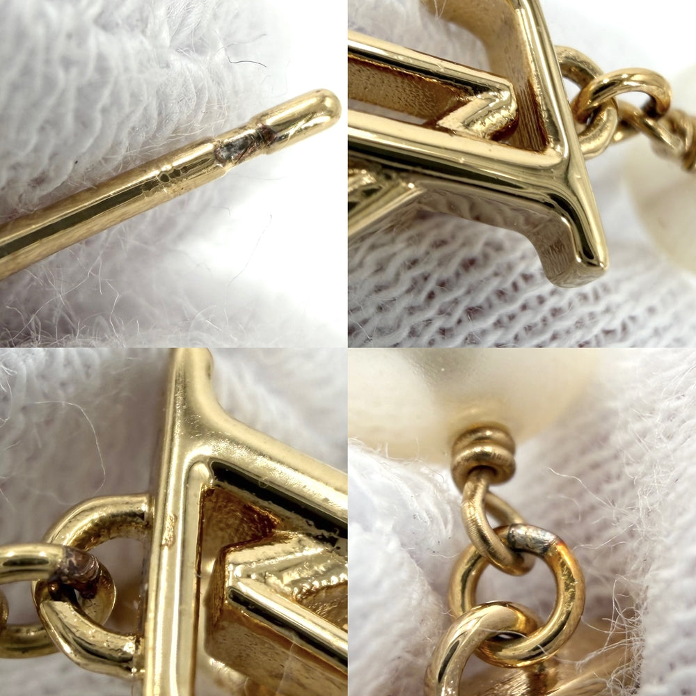 LOUIS VUITTON ルイヴィトン ピアス LV アイコニック アクセサリー フェイクパール M01585 ゴールド ホワイト 白 レディース 約2.8g【中古品】