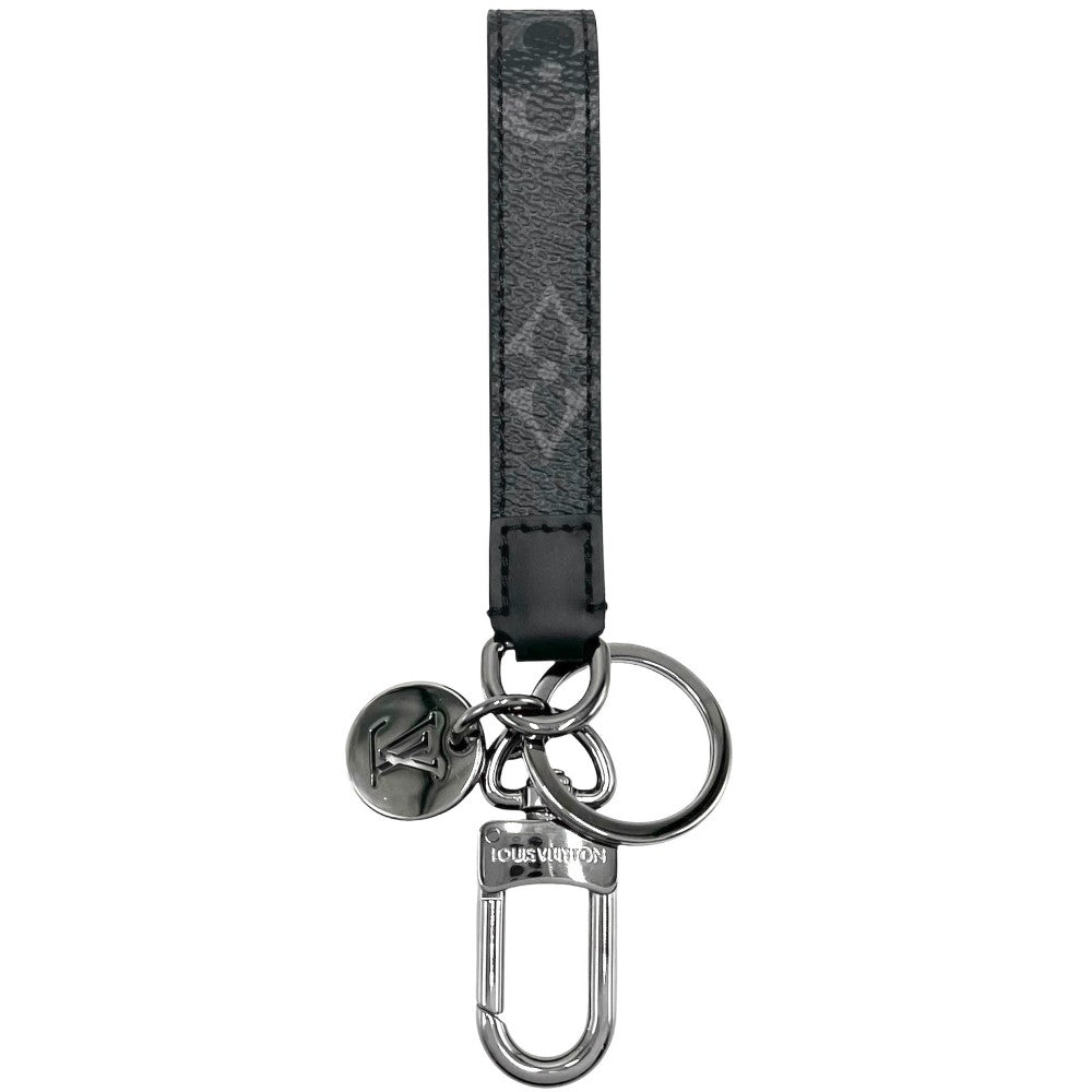 LOUIS VUITTON ルイヴィトン キーホルダー モノグラムエクリプス ポルトクレドラゴンヌ キーリング バッグチャーム 小物 M61950 ブラック 黒 シルバー金具 メンズ【中古品】