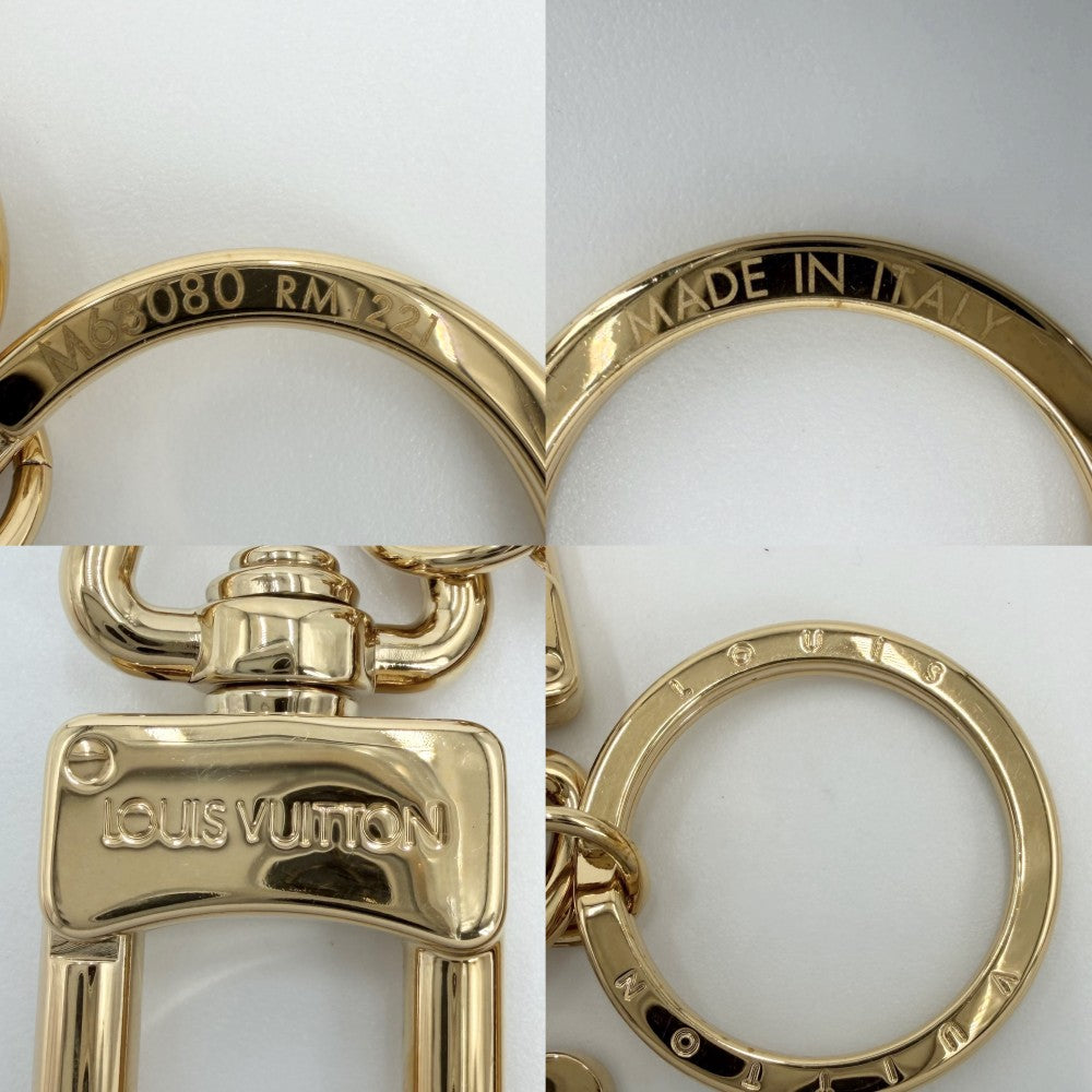 LOUIS VUITTON ルイヴィトン キーホルダー ポルトクレ LV カプシーヌ バッグチャーム キーリング 小物 M63080 ブラック 黒 ゴールド レディース【中古品】