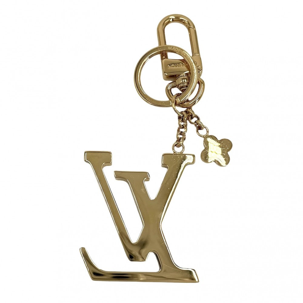 LOUIS VUITTON ルイヴィトン キーホルダー ポルトクレ LV カプシーヌ バッグチャーム キーリング 小物 M63080 ブラック 黒 ゴールド レディース【中古品】