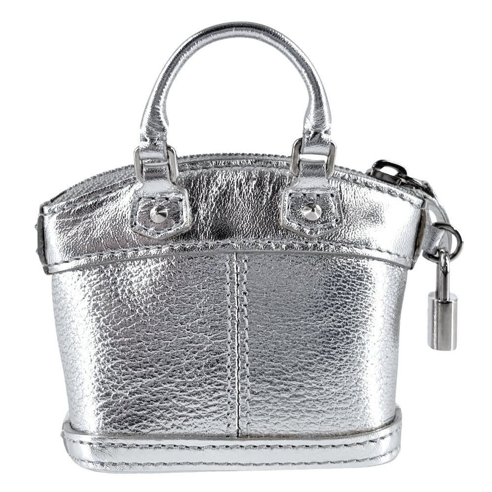 LOUIS VUITTON ルイヴィトン キーホルダー ミニロックイット チャーム ポーチ 小物入れ レザー シルバー シルバー金具 レディース【中古品】