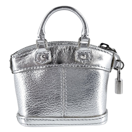 LOUIS VUITTON ルイヴィトン キーホルダー ミニロックイット チャーム ポーチ 小物入れ レザー シルバー シルバー金具 レディース【中古品】