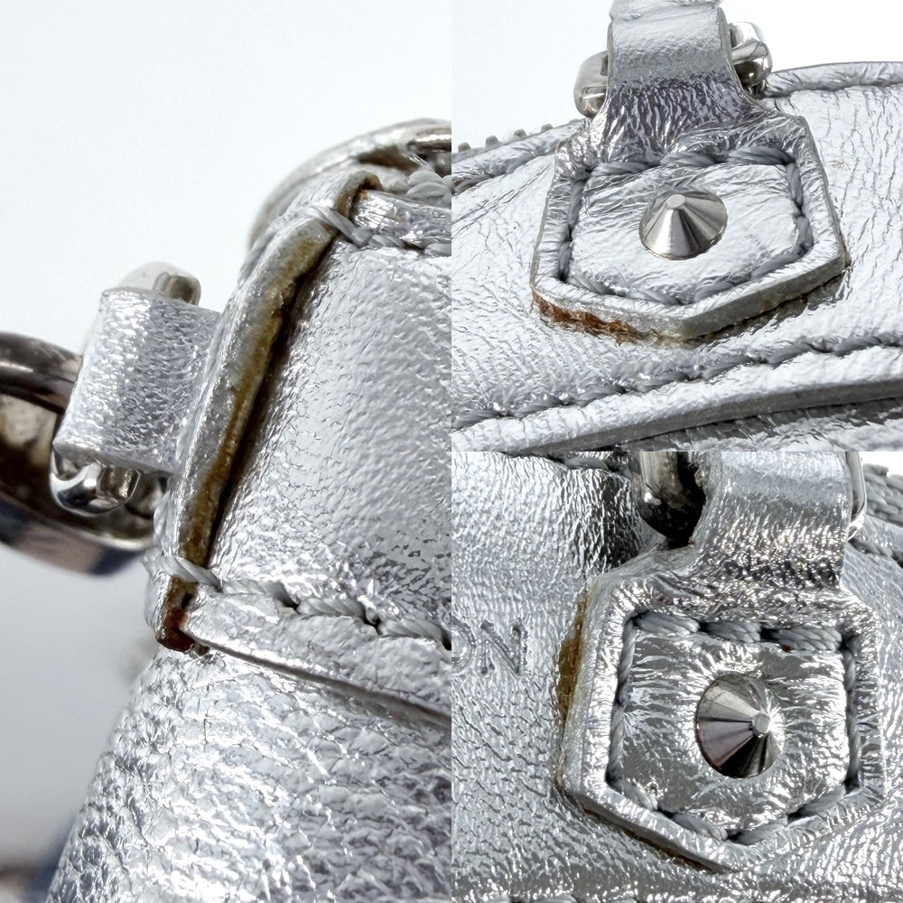 LOUIS VUITTON ルイヴィトン キーホルダー ミニロックイット チャーム ポーチ 小物入れ レザー シルバー シルバー金具 レディース【中古品】