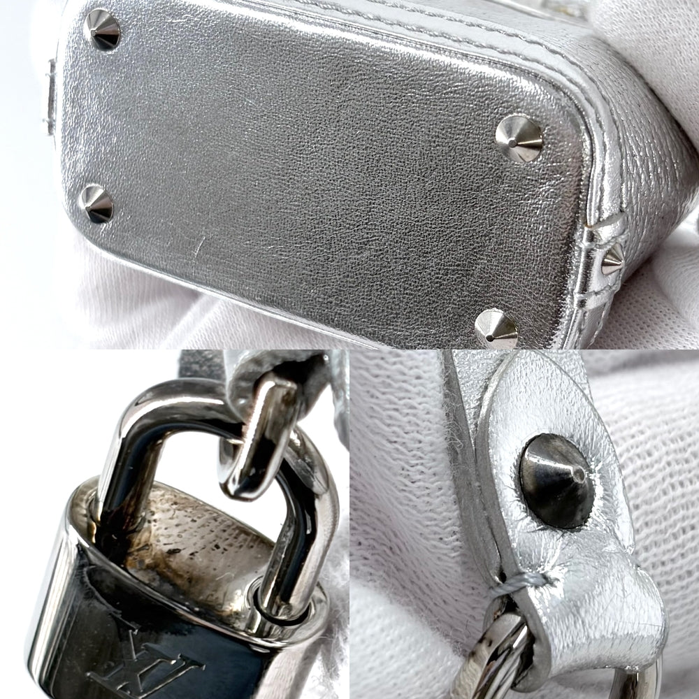 LOUIS VUITTON ルイヴィトン キーホルダー ミニロックイット チャーム ポーチ 小物入れ レザー シルバー シルバー金具 レディース【中古品】