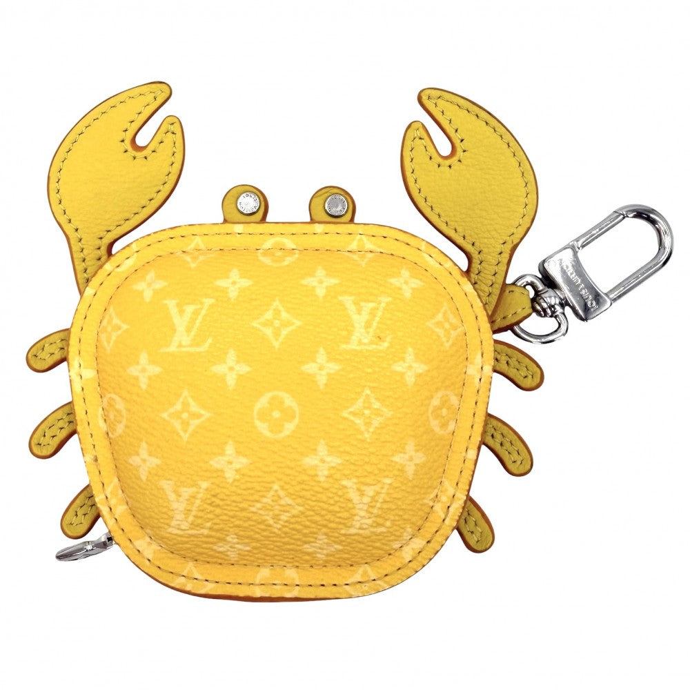 LOUIS VUITTON ルイヴィトン キーホルダー バッグチャーム・LVクラブ ポーチ 小物入れ M01932 モノグラムキャンバス イエロー シルバー金具 レディース【中古品】