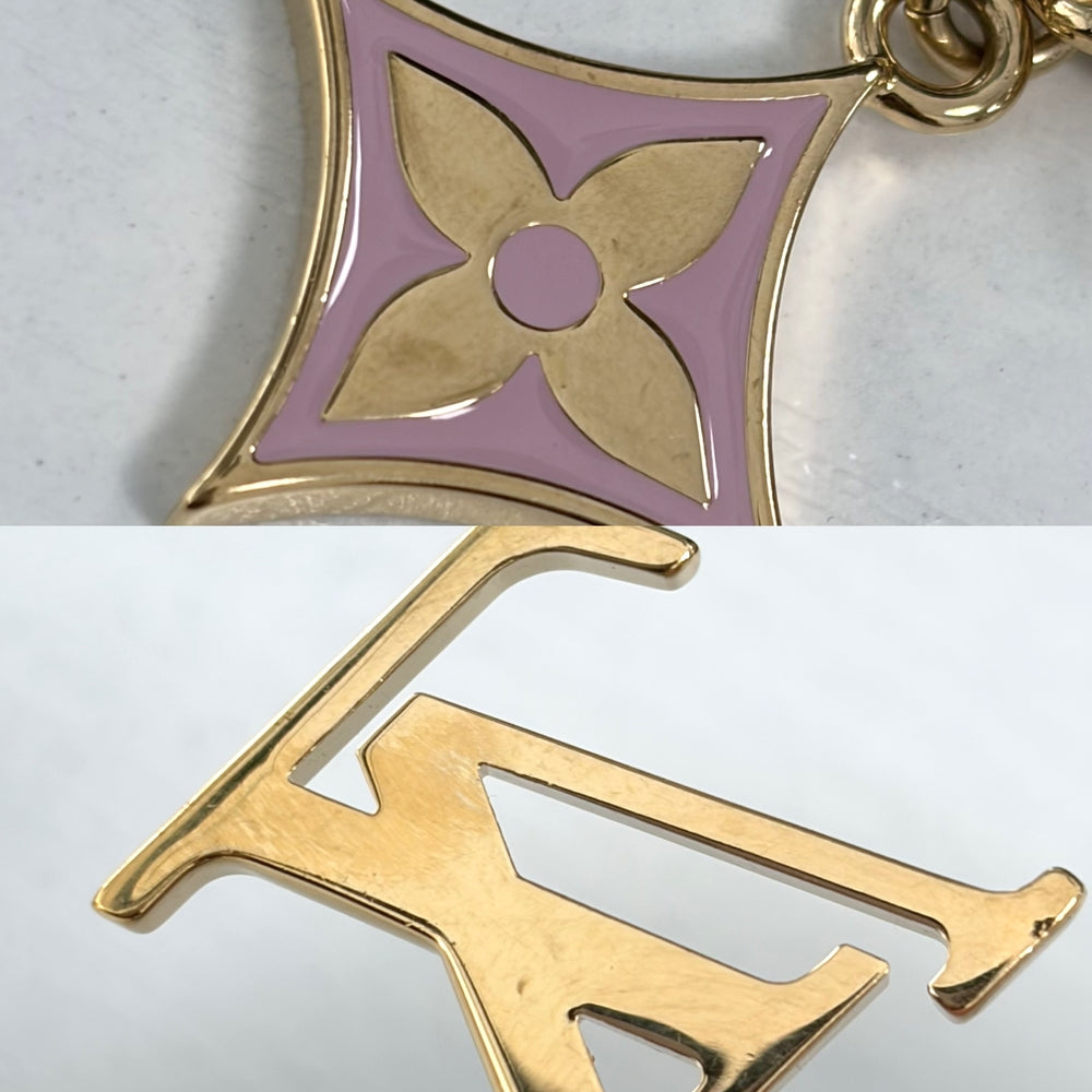 LOUIS VUITTON ルイヴィトン バッグチャーム チェーンスプリングストリート キーホルダー モノグラム・フラワー LVイニシャル メタル M01188 ゴールド レディース 約50.6g【中古品】