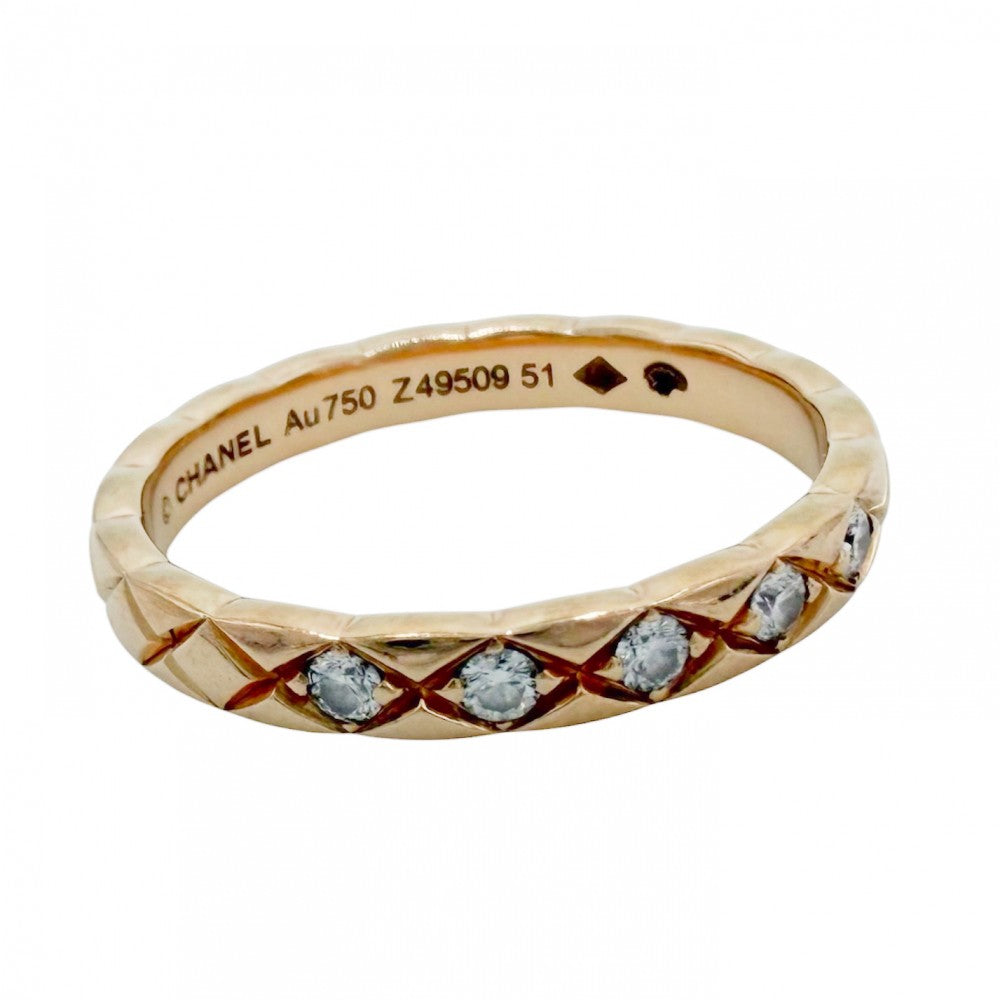 CHANEL シャネル 指輪 ココクラッシュ リング ミニ 5Pダイヤ ジュエリー アクセサリー 18金PG Au750 サイズ51 K18ピンクゴールド ダイヤモンド 約10.5号 レディース 約2.8g【中古品】