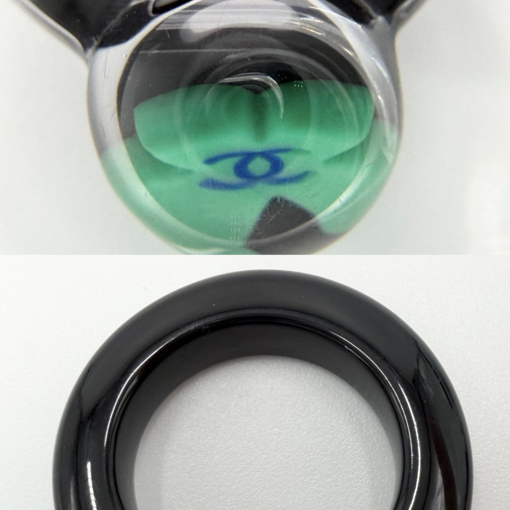 【開店SALE】 CHANEL シャネル 指輪 クローバー ココマーク アクセサリー 約12.5号 04P ブラック 黒 グリーン 緑 レディース 約3.3g 2004年【中古品】
