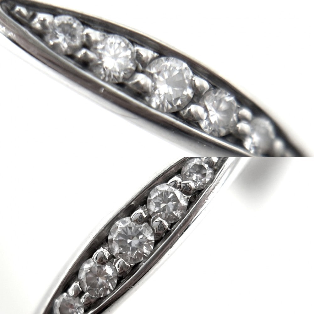 CHANEL シャネル 指輪 カメリアコレクション ハーフエタニティ リング アクセサリー 50サイズ イニシャル刻印入り Pt950プラチナ ダイヤモンド 約9.5号 レディース 約3.2g【中古品】