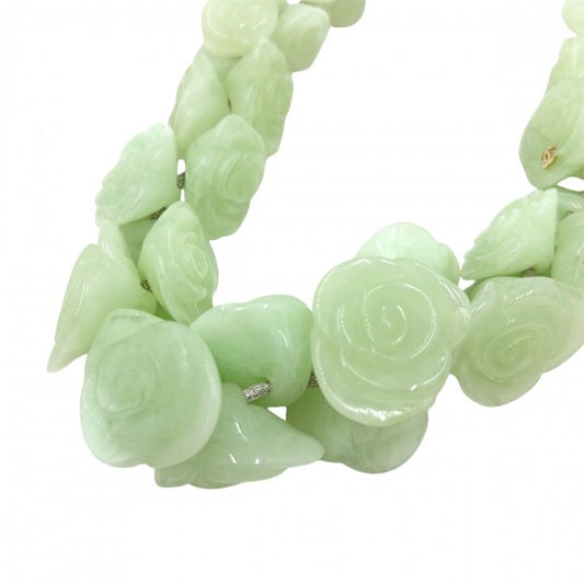 【開店SALE】 CHANEL シャネル ネックレス ココマーク　ココ カメリア フラワーモチーフ 花 アクセサリー 02P グリーン 緑 レディース 約101.6g 2002年【中古品】